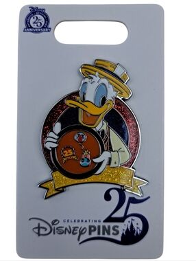 Disney Donald Duck 25th Anniversary Pin - Yellow, Orange, Blue, Gold